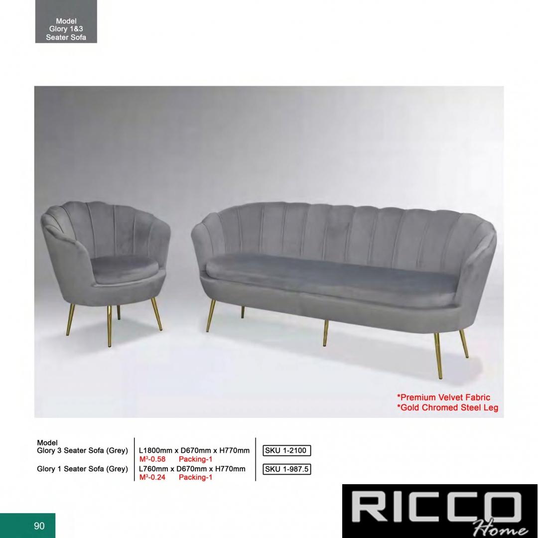SOFA GLORY 3 &1 SEATER (GREY)