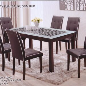 DINING GLASS TOP 6 CHAIRS
