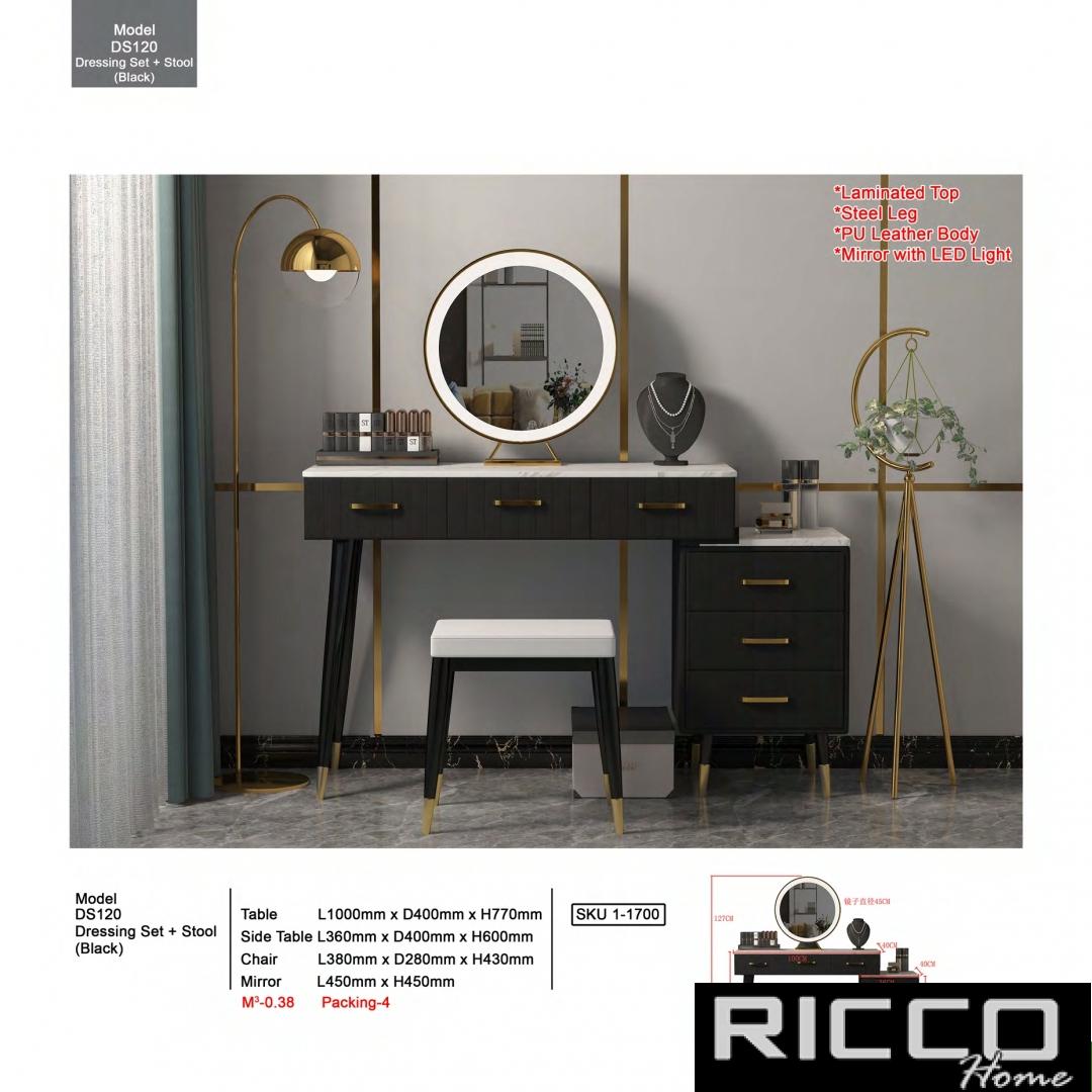 DRESSING SET + STOOL -DS120 (BLACK)