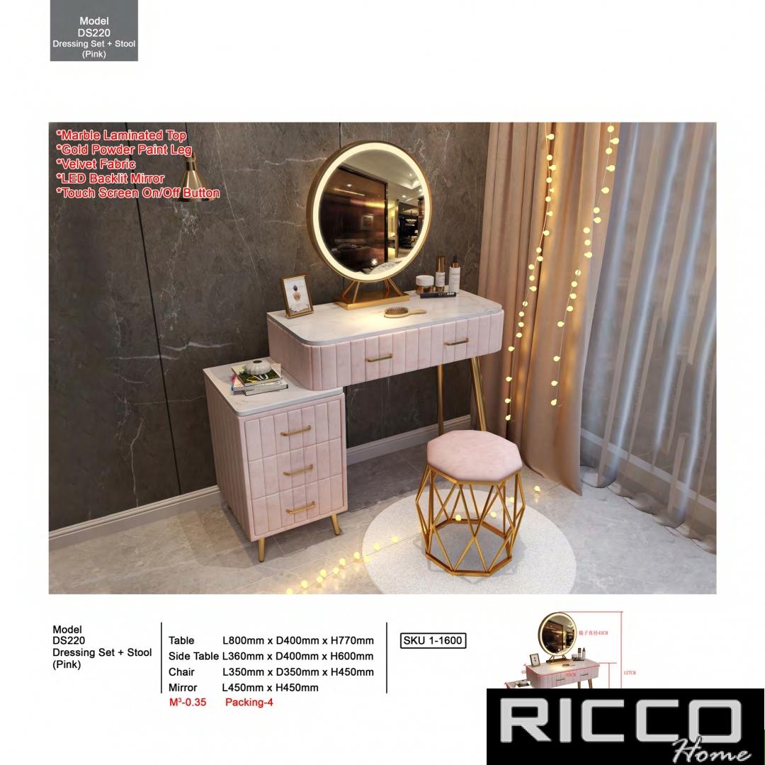 DRESSING SET + STOOL -DS220 (pink)